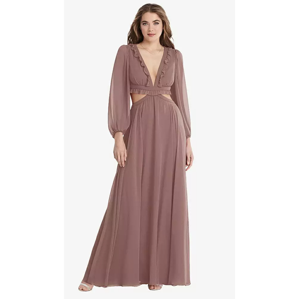 NEW Lovely Women's 6R Harlow Bishop Sleeve Sienna Cutout Maxi Dress J2-17